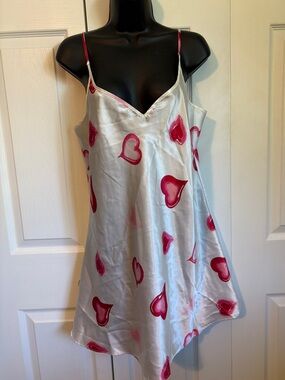 Satin Heart Print lingerie- Pink Hearts on white